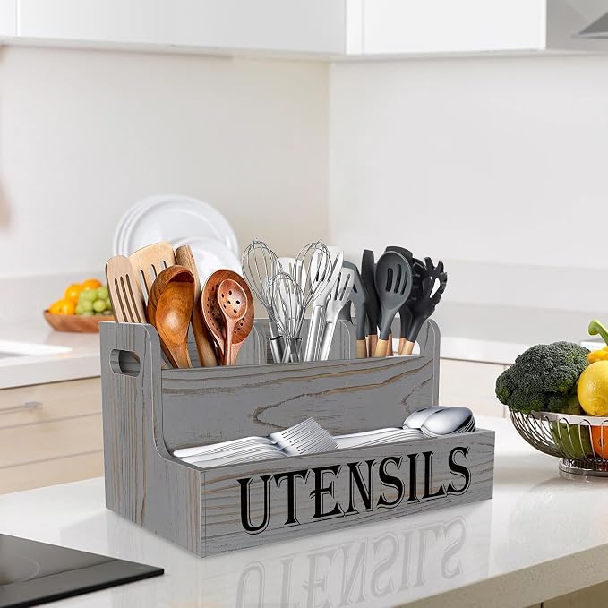 Suli Kitchen Utensils Holder, Wooden Utensil Organizer - Image 6