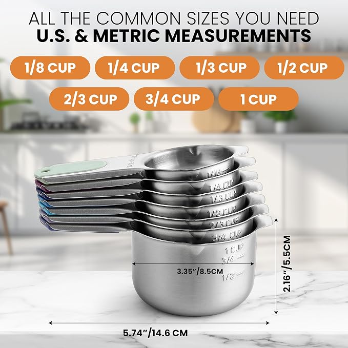Spring Chef Magnetic Stainless Steel Measuring Cups, Kitchen Tools - Image 3