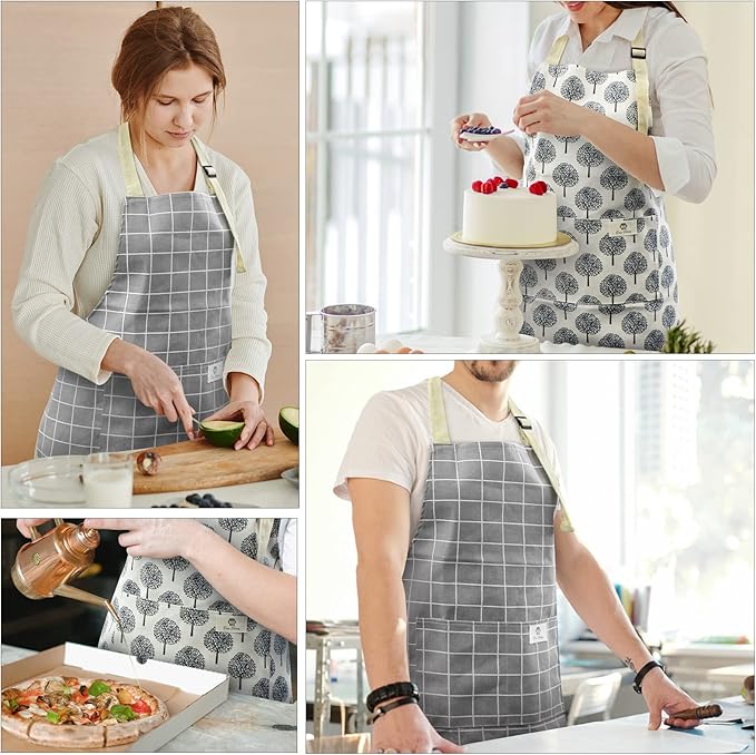 NLUS 2 Pack Waterproof Cooking Aprons, Adjustable Bib Soft Chef Apron - Image 8