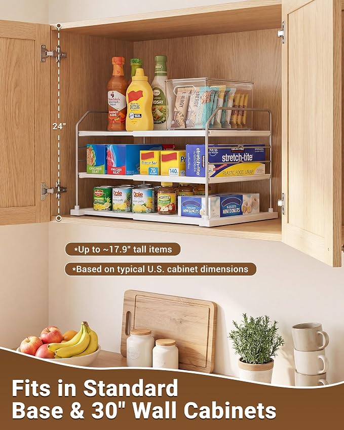 EVERIE Extendable 3-Tier Kitchen Cabinet & Pantry Organizer - Image 3