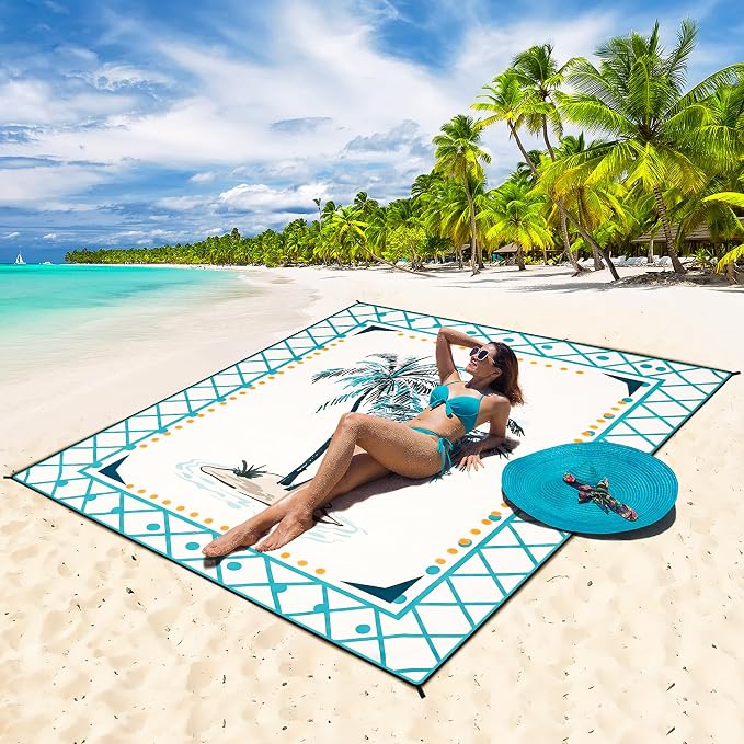 HIHOHO Beach Blanket Waterproof Sandproof Extra Large Beach Mat 79" X - Image 8