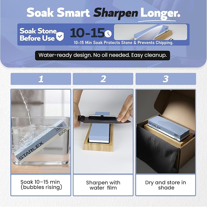 Premium Knife Sharpening Stone Set | Dual Grit Whetstone, Bamboo Base, Non-slip - Image 5