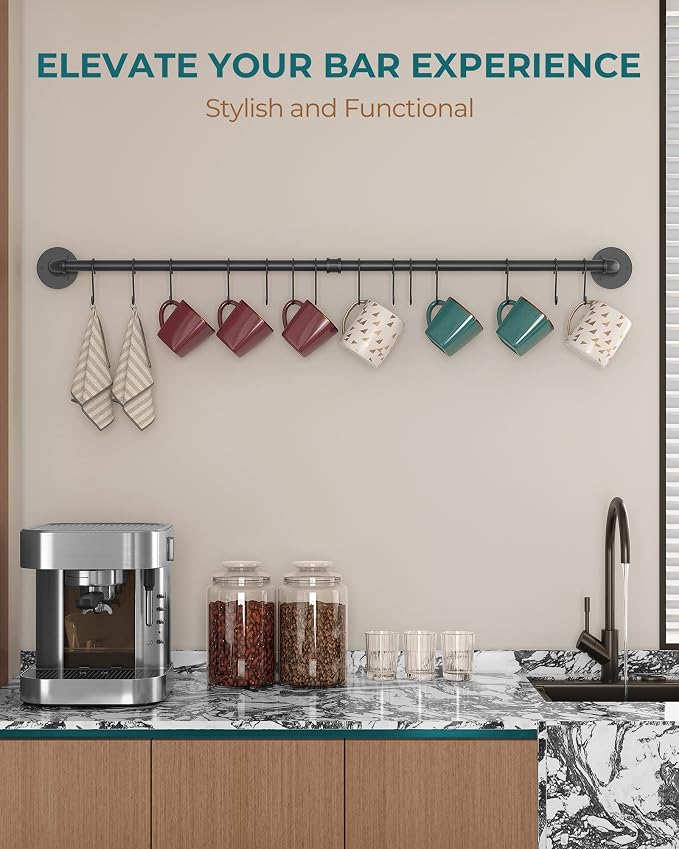 OROPY 38 inch Pot Bar Rack Wall Mounted Detachable Pans Hanging Rail Kitchen - Image 7