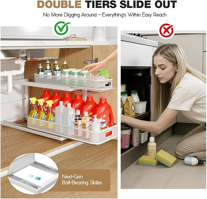 2-Pack 21.3 IN Depth Under Sink Organizer - Image 4