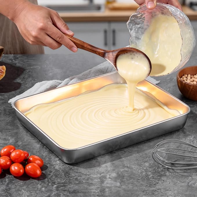 LIANYU Baking Pan Set of 2, 12⅓ x 9¾ x 2 Inch Cake Lasagna Brownies Casseroles - Image 4
