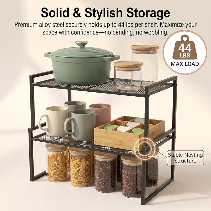 Set of 2 Cabinet Organizers 16.1''W 44 LBS Load Capacity Heavy Duty Kitchen - Image 5