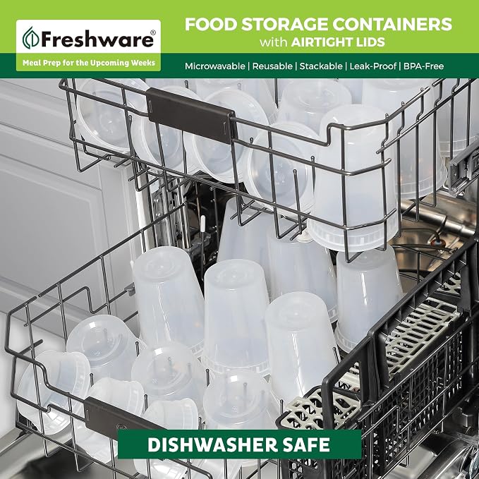 Freshware 48 Pack of 16 and 32 oz, 24 sets each size Food Storage Containers - Image 6