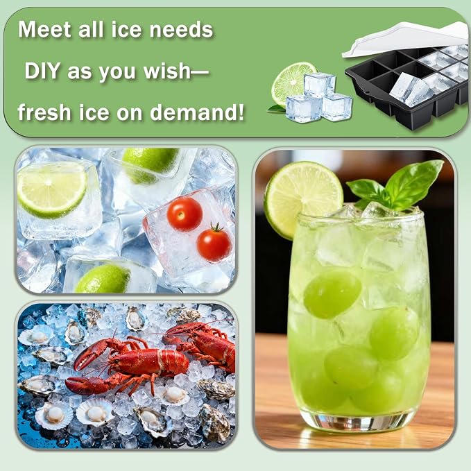 Ice Cube Trays for Freezer, 2 Pack Easy Release Slicone Ice Cube Tray - Image 7
