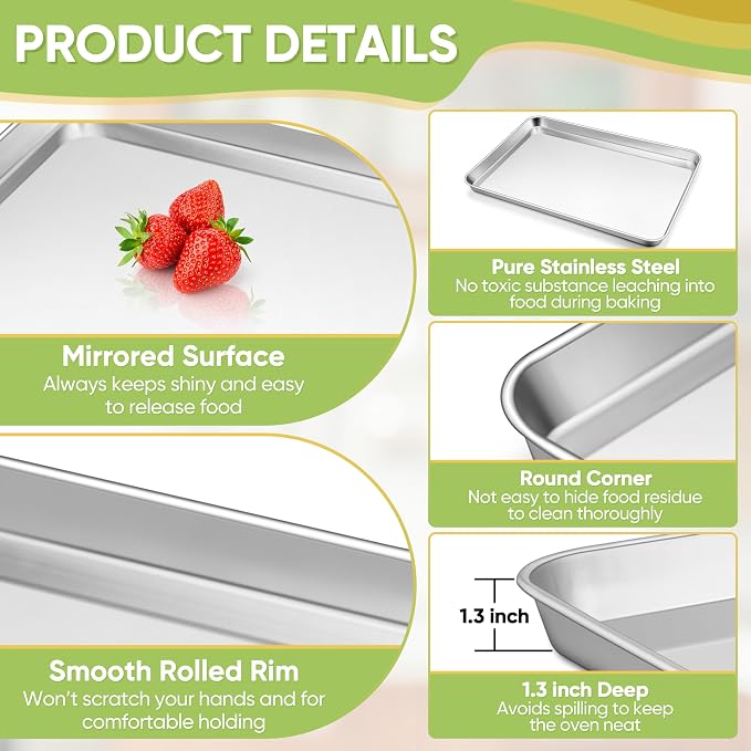 TeamFar Stainless Steel Baking Sheet, 20’’ x 14’’ Large Baking Sheet Pan - Image 3
