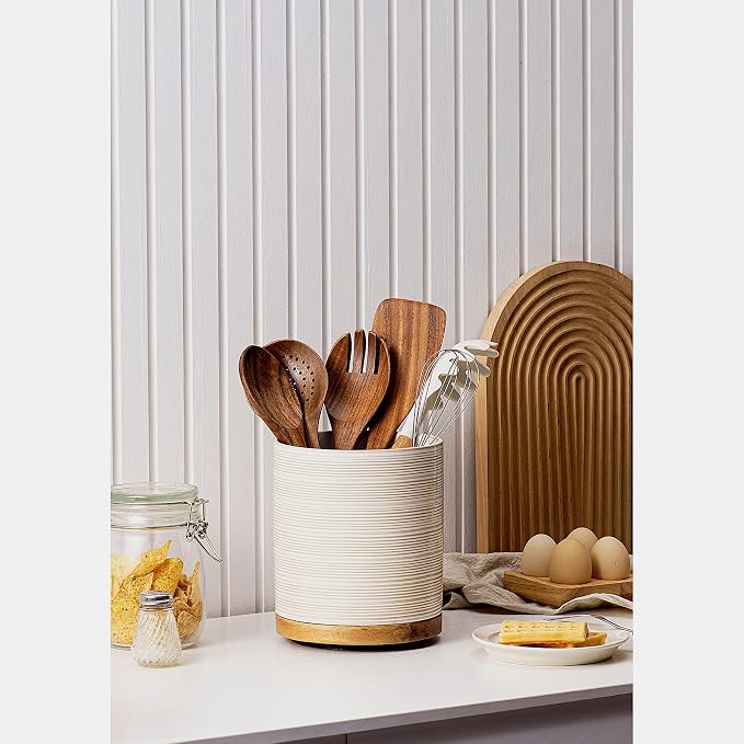 Utensil Holder, 360° Rotating Extra Large Ceramic Kitchen Utensil Holder - Image 5