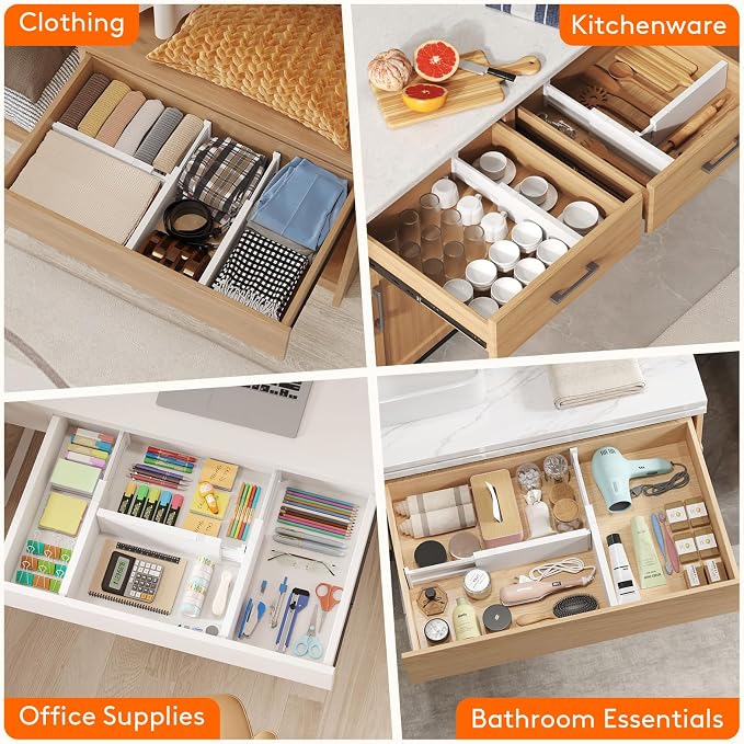 Lifewit 8 Pack 4" High Drawer Dividers 34-56cm/13.5-22" Adjustable Drawer - Image 8
