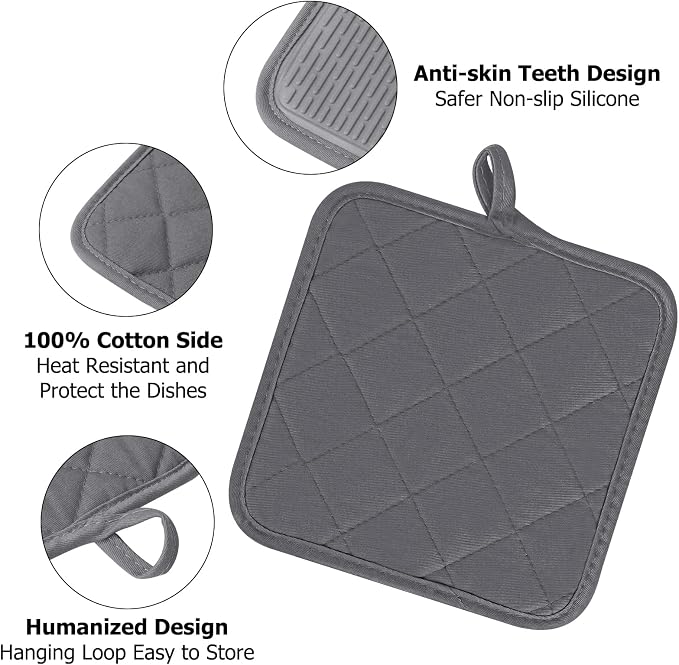 Oven Mitts and Pot Holders Set, Heat Resistant Silicone Kitchen Mini Oven - Image 4