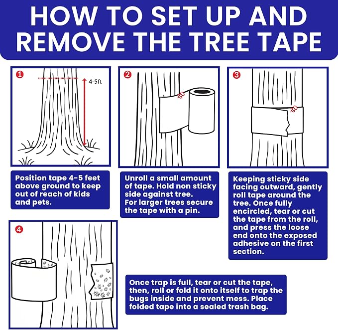 Spotted Lantern Fly Trap for Trees. 3 Sticky Fly Paper Rolls - Image 4