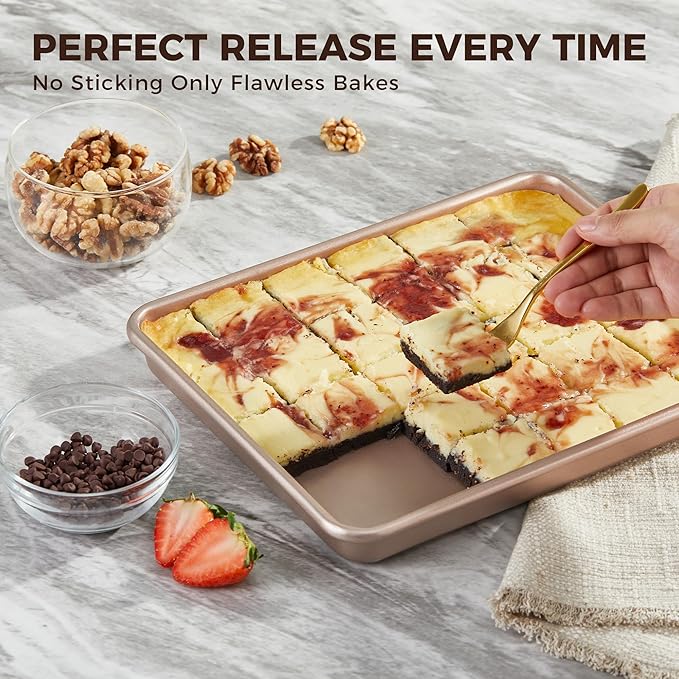 HONGBAKE 2 Pack 11 x 9 Inch Toaster Oven Pans and Trays, Small Baking Sheet Set - Image 3