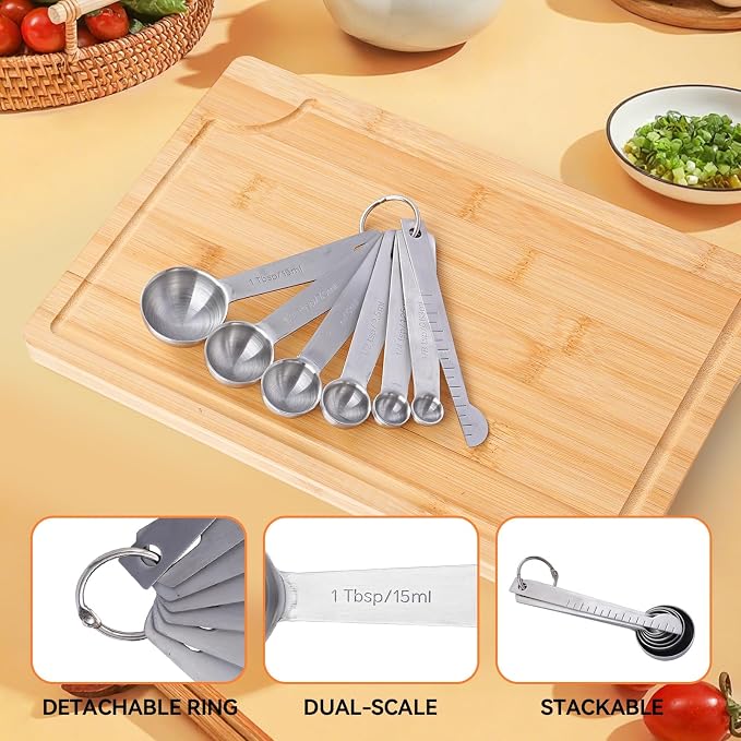 Stainless Steel Measuring Spoons Set, Dual-Scale Metric & US Measurements - Image 4