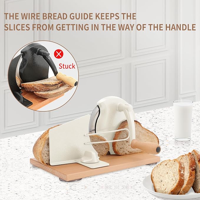 CAWIU Manual Bread Slicer with Hand Crank- Adjustable Thickness Bread Cutter - Image 3