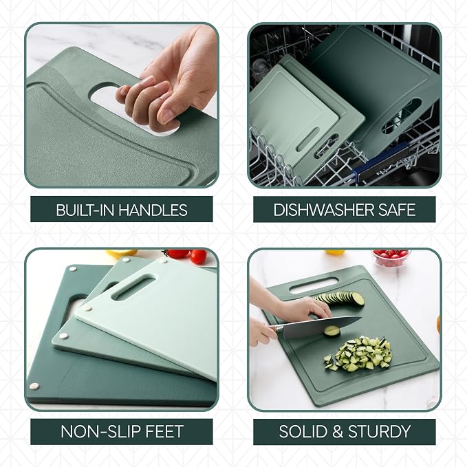 COOK WITH COLOR Non-Slip Cutting Board Set – Kitchen Essentials with Easy Grip - Image 4