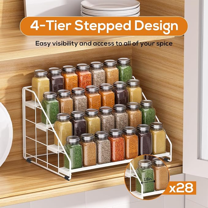 Spice Rack Organizer for Cabinet, 4 Tiered Spice Rack Organizer, Tiered - Image 5