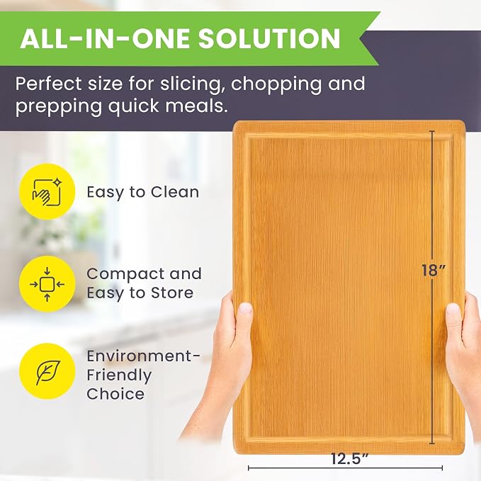 Extra Large Bamboo Cutting Board Featuring 18 Inch Wood Cutting Boards - Image 2