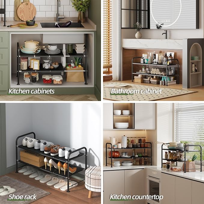 NETEL Under Sink Organizers and Storage, 2 Tier Shelf Under Bathroom Sink - Image 4