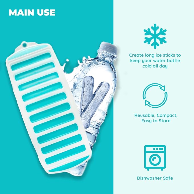 Jacent Resusable Silicone and Plastic Water Bottle Ice Cube Stick Tray - Image 3