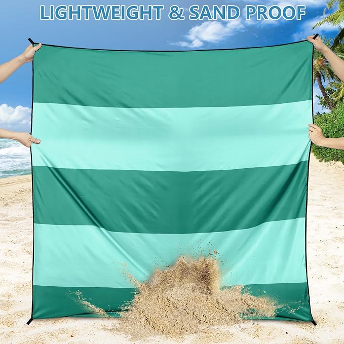 WIWIGO Beach Blanket Waterproof Sandproof Beach Mat 79" X 83"/10'x9'for 2-8 - Image 4