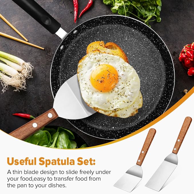 Small Metal Spatula Set, Mini Wooden Spatulas - Image 2