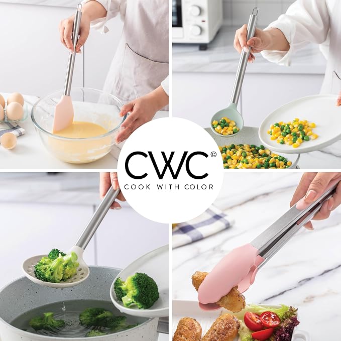 COOK WITH COLOR Silicone Cooking Utensils, Kitchen Utensil Set, Cooking Utensils - Image 5