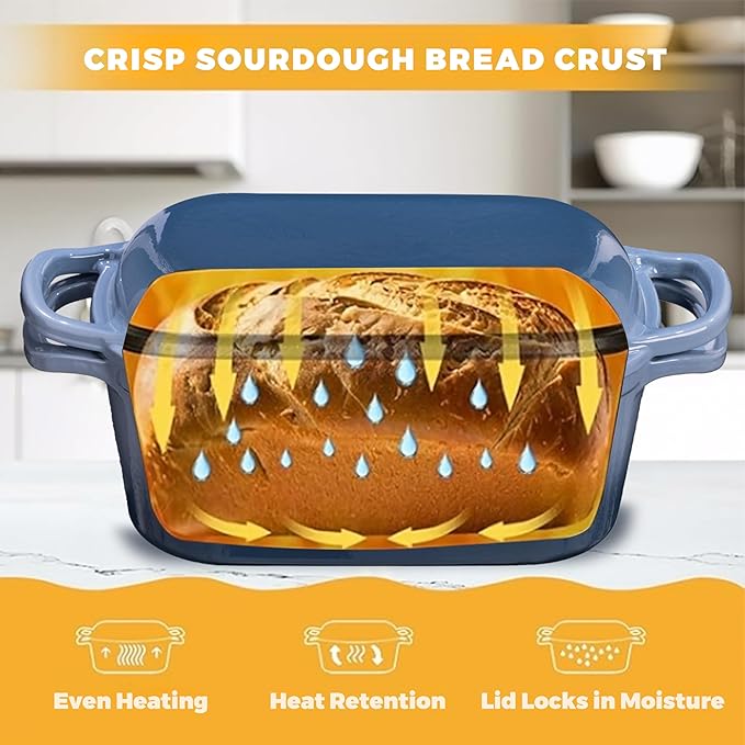 4.6 Quart Dutch Oven for Sourdough Bread Baking, Combo Oval Enameled Cast Iron - Image 4