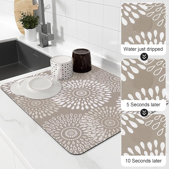 LuxStep Dish Drying Mat Super Absorbent Kitchen Counter Mat Rubber Backing - Image 4