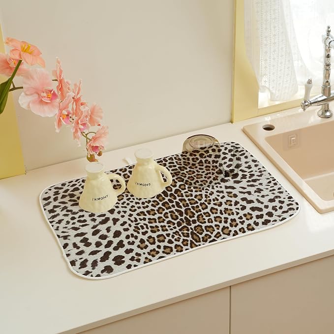 Brown Leopard Print Drying Mat 18x24 Inches - Image 4