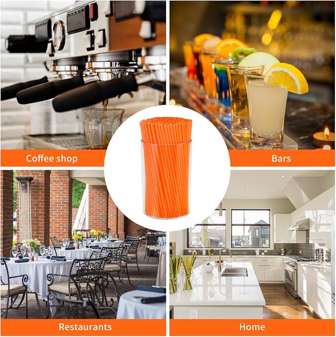 500 Pcs Neon Orange Coffee Stir Sticks Set Acrylic Stir Stick Holder Heather - Image 4