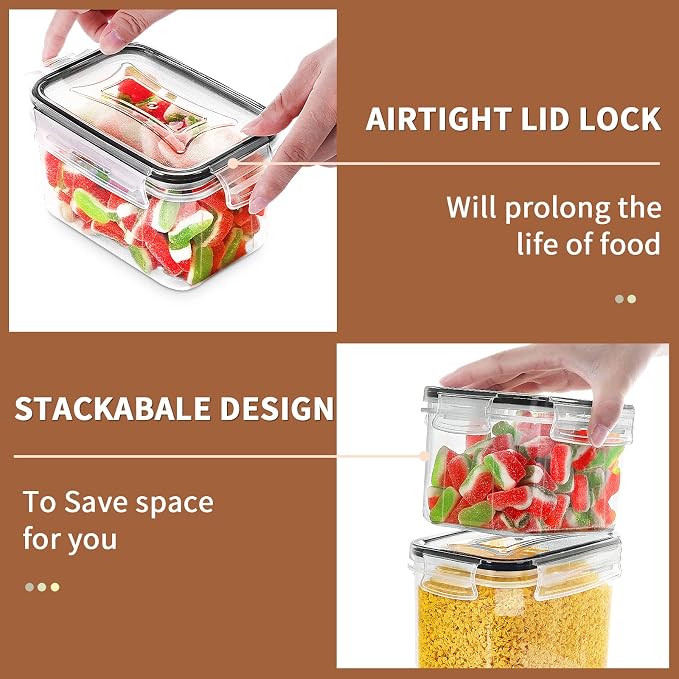 PRAKI Airtight Food Storage Containers Set, Flour & Sugar - Image 3