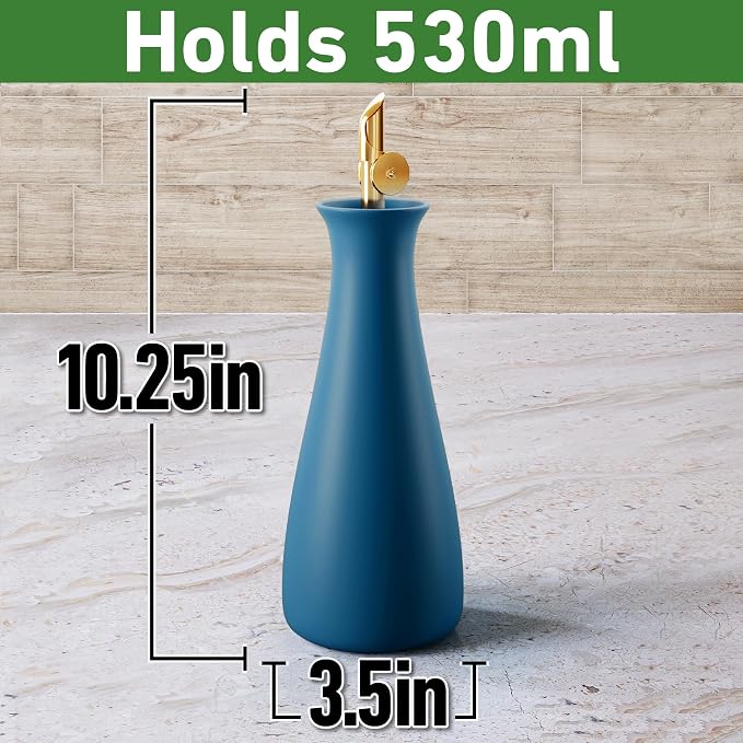 Ceramic Olive Oil Dispenser - 530 ML Capacity Matte Blue Ceramic Oil Dispenser - Image 6