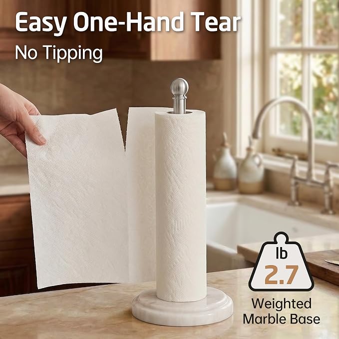 KES Anti-Slip Marble Paper Towel Holder Countertop - Image 2