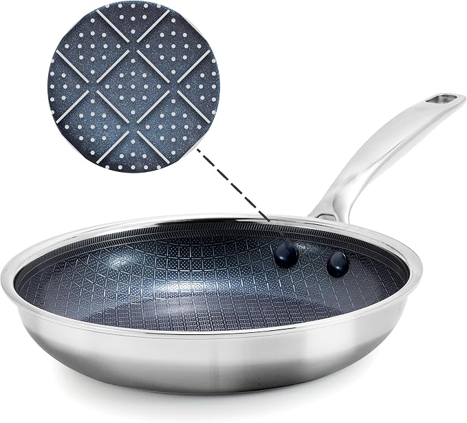Blue Diamond Hybrid Nonstick Stainless Steel 10” Frying Pan, PFAS-Free Ceramic by BlueDiamondCookware
