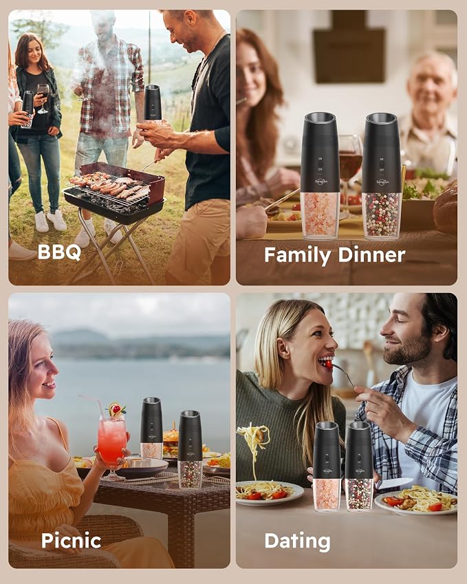 Sangcon Gravity Electric Salt and Pepper Grinder Set RECHARGEABLE Automatic - Image 8