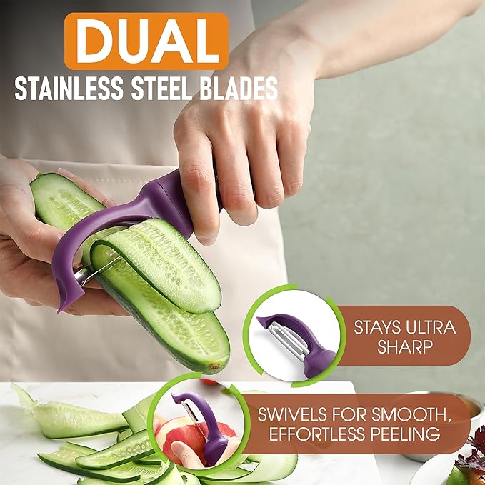 Spring Chef Professional Purple Swivel Potato Peelers - Image 2