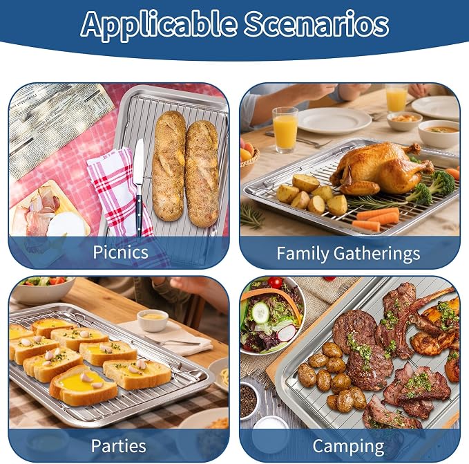 Baking Sheet with Rack Set of 4, Non Toxic & Dishwasher Safe & Easy Clean - Image 6