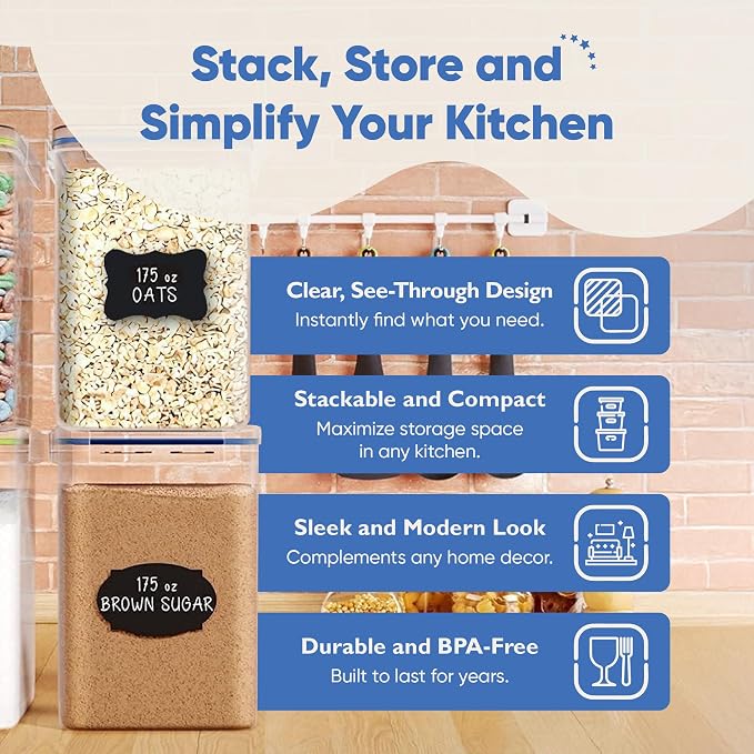 Chef's Path Kitchen Storage Box Set of 4 Extra Large Airtight Food Storage Jars - Image 5