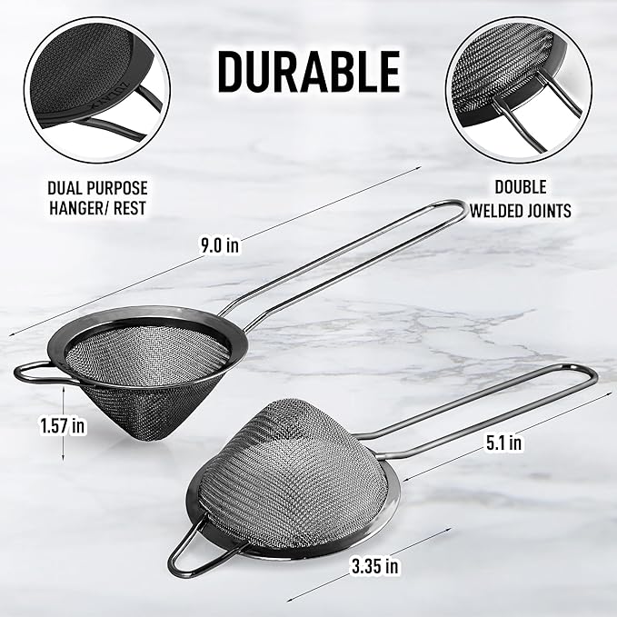 Zulay Kitchen 304 Stainless Steel Fine Mesh Strainer - Image 8