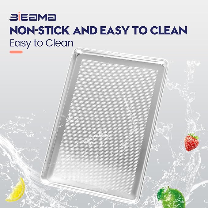 BIEAMA 12 Pack Full Size 26" x 18" Aluminum Baking Sheet Pan Perforated - Image 5