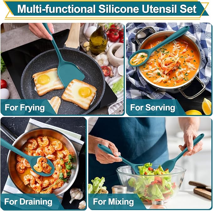 P&P CHEF Kitchen Utensil Set, 4 Pieces Non-stick Silicone Cooking Utensils - Image 5
