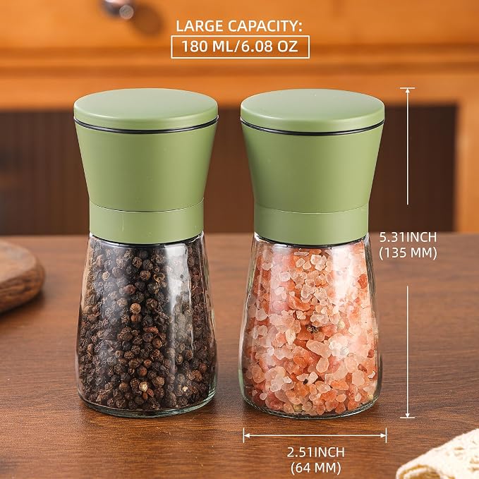 DAVIMADE Premium 2pk Sage Green Salt and Pepper Grinder Set, Manual Grinder - Image 5