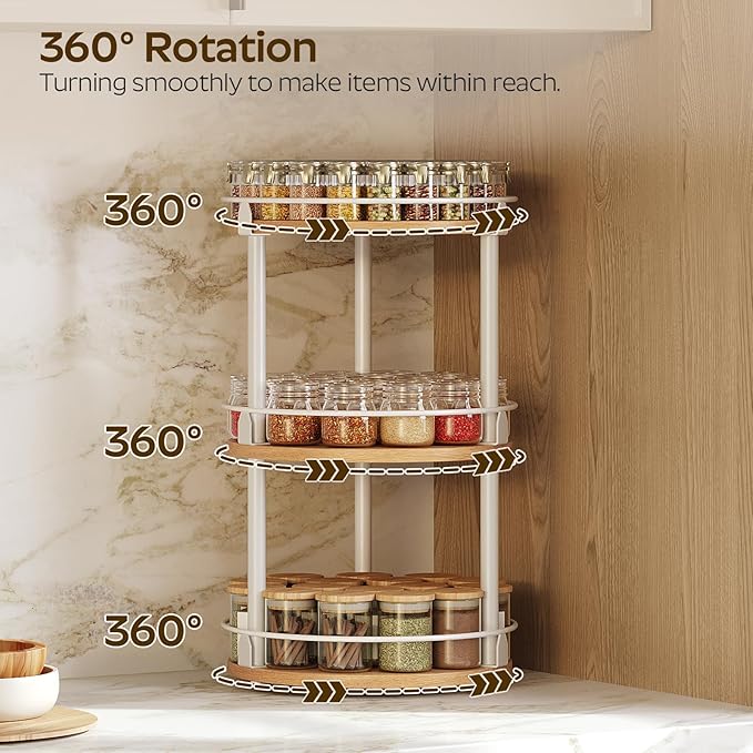 YATINEY 3-Tier Lazy Susan Organizer, Rotating Spice Rack, Spinning Organizer - Image 2