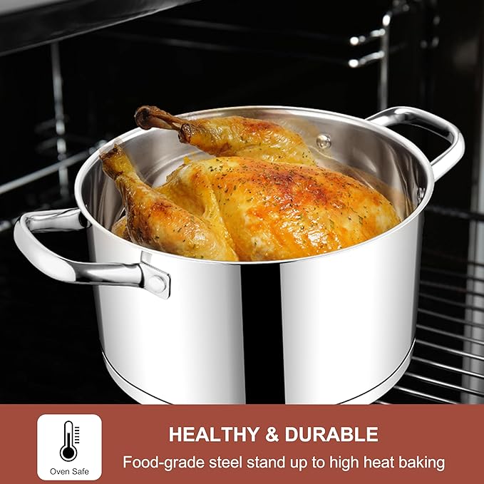 E-far Stainless Steel Stock Pot, 8 Quart Tri-ply Base Cooking Pot - Image 5