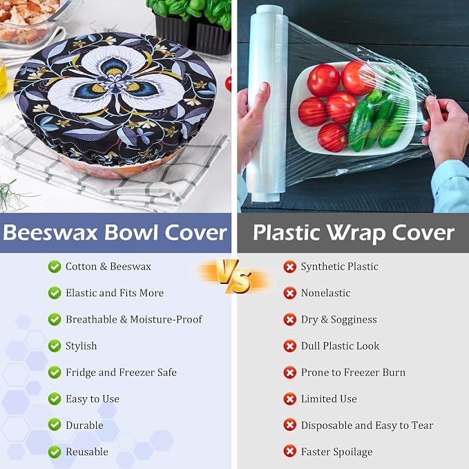 5-Size Reusable Beeswax Bowl Covers - Image 7