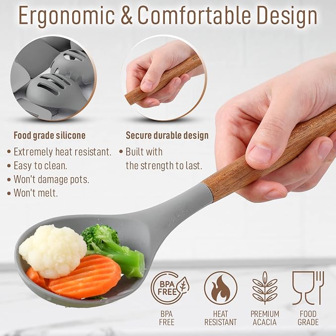 Zulay Kitchen Utensils Set Non-Stick Silicone Cooking Utensils Set - Image 7