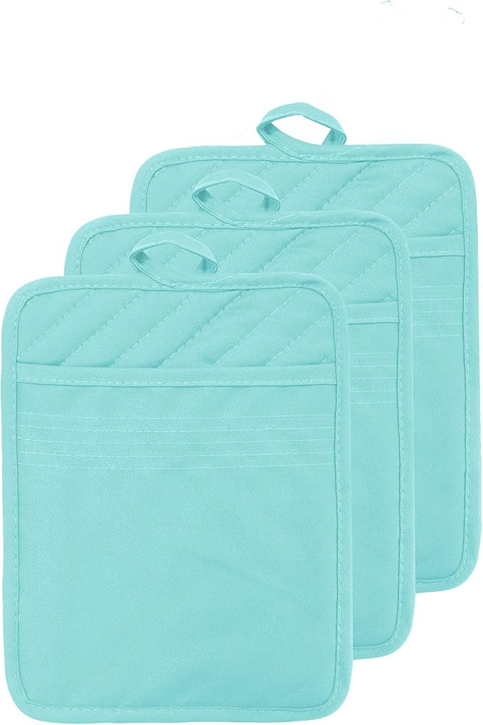 Oven Pot Holder with Pocket Cotton Heat Resistant Coaster Potholder Kitchen Hot by VEIKERY