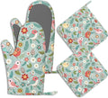 Birds Floral Potholders & Oven Mitts Sets Colourful Flowers Silicone Heat by BIGXIUKA
